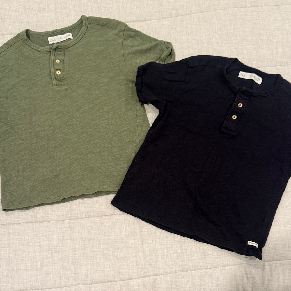 ZaraKids' Green and Navy Henley Shirts